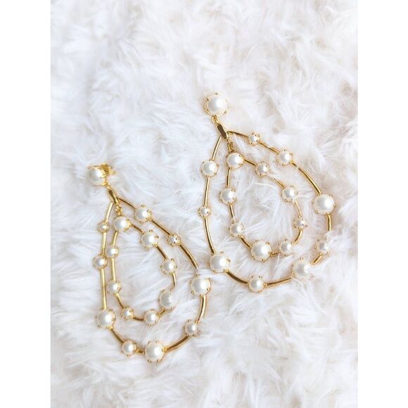 🎀 J. CREW Oversized Pearl Teardrop Dangle Earrings - Picture 3 of 4
